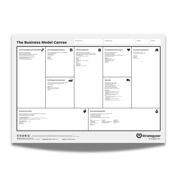 Business Model Canvas Vorlage mit Triggerfragen zur Ideenentwicklung