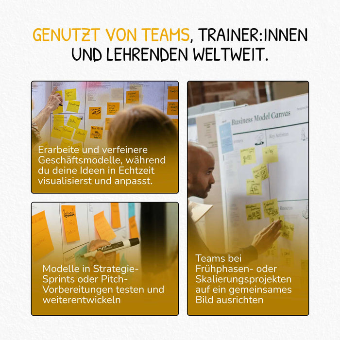 Business Model Canvas Vorlage mit Triggerfragen zur Ideenentwicklung
