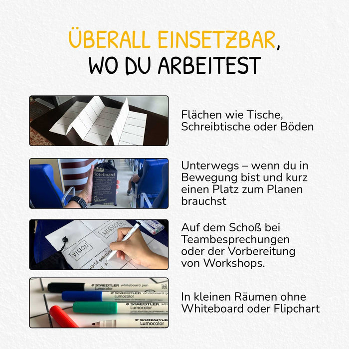 Stattys Noteboard – Faltbares Whiteboard mit 4 Markern
