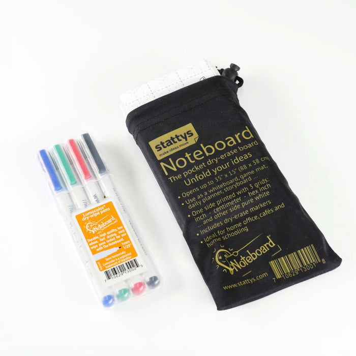 Stattys Noteboard – Faltbares Whiteboard mit 4 Markern