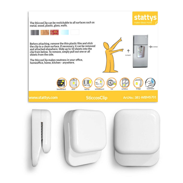 SticcosClip (4.4 x 3.5 cm) – Reusable Clip for Paper & Notes