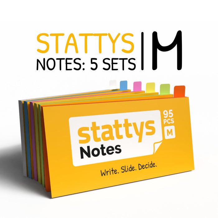 Stattys Notes M – 5 Sets elektrostatischer Haftnotizen