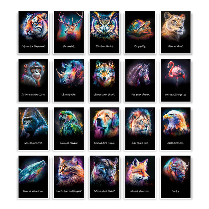 „Spirit Animals“ Postkarten-Set - 44 illustrierte Tierkarten für Gruppen-Sessions
