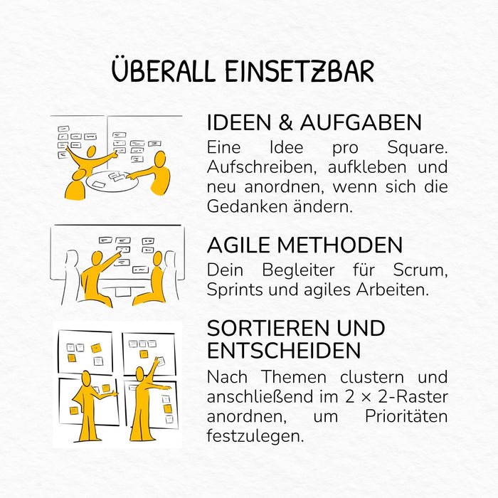 Stattys Notes Square (7,2 × 7,2 cm) – Elektrostatische Notizzettel zum Clustern & Priorisieren