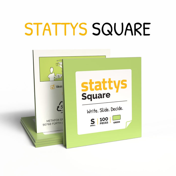 Stattys Notes Square (7,2 × 7,2 cm) – Elektrostatische Notizzettel zum Clustern & Priorisieren
