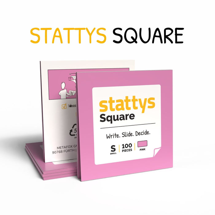 Stattys Notes Square (7,2 × 7,2 cm) – Elektrostatische Notizzettel zum Clustern & Priorisieren