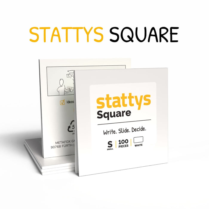 Stattys Notes Square (7,2 × 7,2 cm) – Elektrostatische Notizzettel zum Clustern & Priorisieren