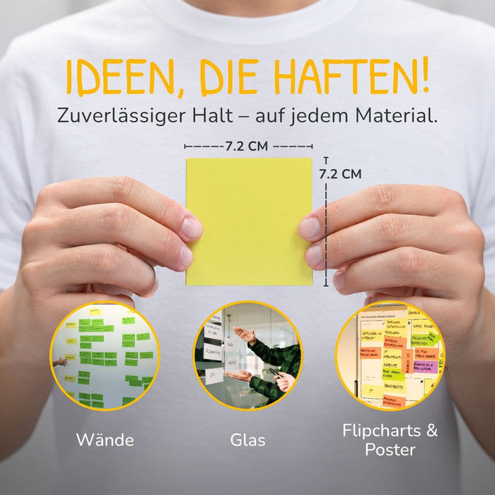 Stattys Notes Square (7,2 × 7,2 cm) – Elektrostatische Notizzettel zum Clustern & Priorisieren