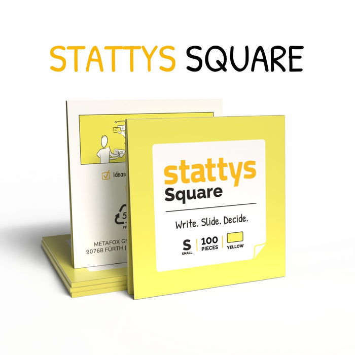 Stattys Notes Square (7,2 × 7,2 cm) – Elektrostatische Notizzettel zum Clustern & Priorisieren
